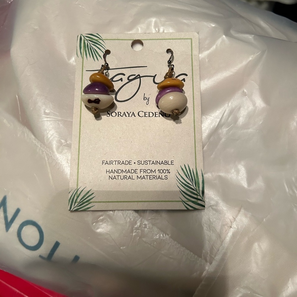 Wood and natural material earrings. Small but beautiful.